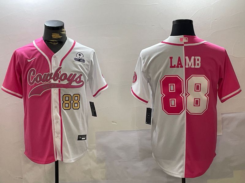Men Dallas Cowboys 88 Lamb white pink Joint Name 2024 Nike Limited NFL Jersey style 5